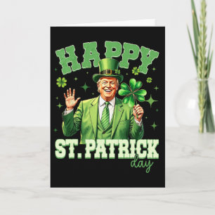 Tarjeta Diviértete Trump Día de San Patricio Trébol Afortu