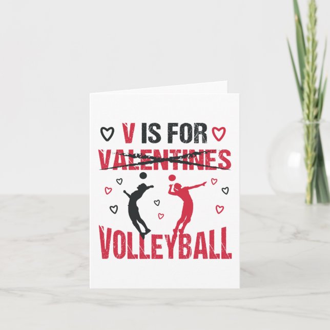 Tarjeta Diviértete V es de voleibol regalo del día de San  (Anverso)