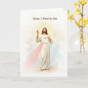 Tarjeta Divina Misericordia Jesús en Ti Confío Católico