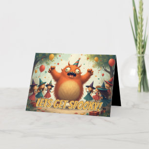 Tarjeta Divirtámonos con Espanto – Fiesta Divertida de Mon