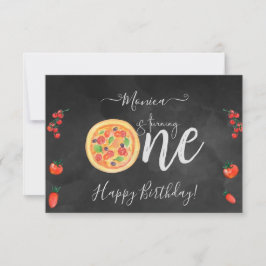 Tarjeta Divisiones de pizza divertida, primer cumpleaños f