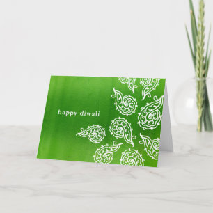 Tarjeta Diwali de Forest Green Paisleys