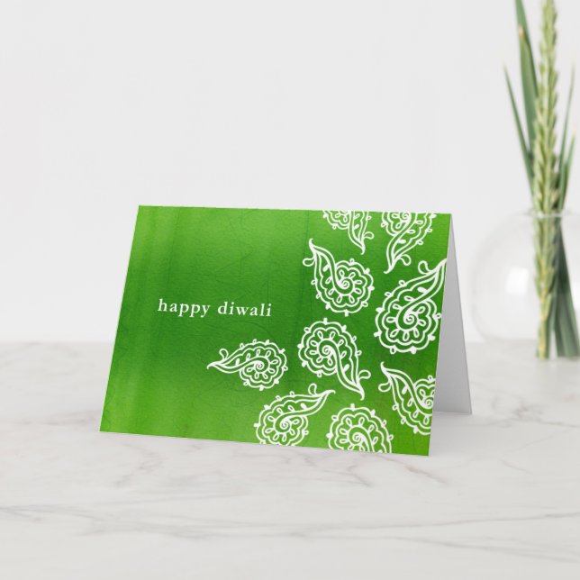 Tarjeta Diwali de Forest Green Paisleys (Anverso)