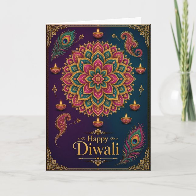 Tarjeta Diwali de Rangoli Joya (Anverso)