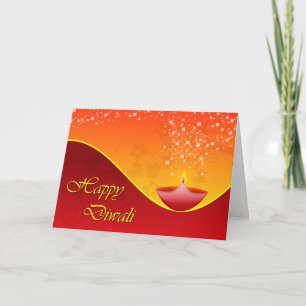 Tarjeta Diwali dipa contemporánea con estrellas llamativas