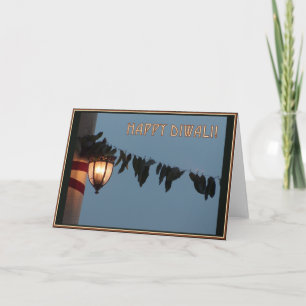 Tarjeta Diwali en blanco para linternas y hojas