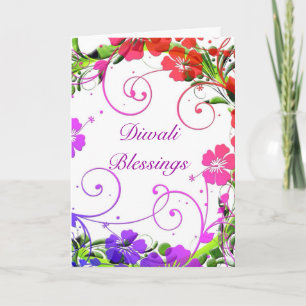 Tarjeta Diwali feliz con las volutas de la flor