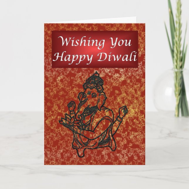 Tarjeta Diwali Festival Indio de la Luz con Ganesha (Anverso)