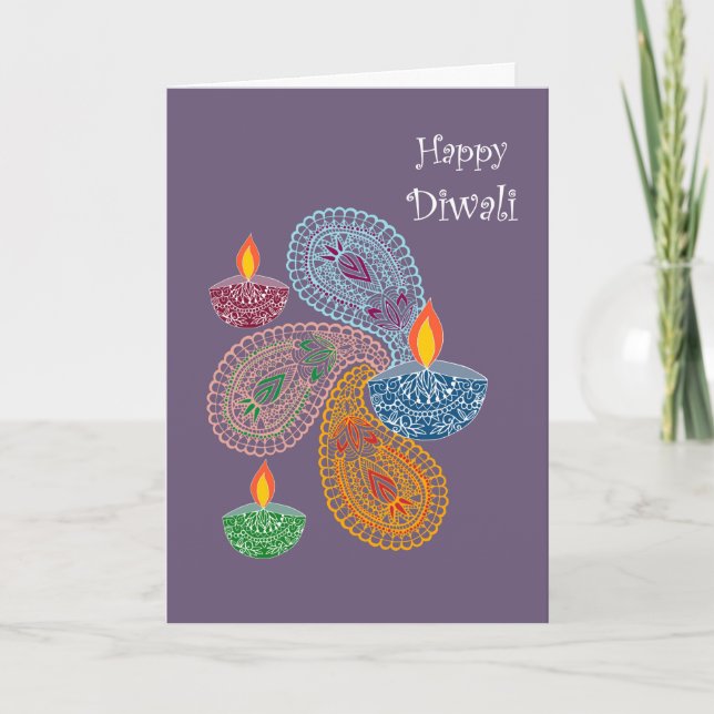 Tarjeta Diwali Greeting - Paisleys (Anverso)