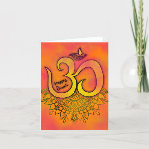 Tarjeta Diwali Naranja Aum Mandala