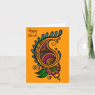 Tarjeta Diwali Naranja Paisley