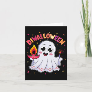 Tarjeta Diwalloween Diwali Halloween Fun Boo Ghost Lantern