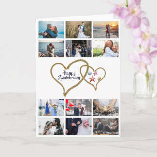 Tarjeta DIY 12 foto aniversario boda corazón náutico