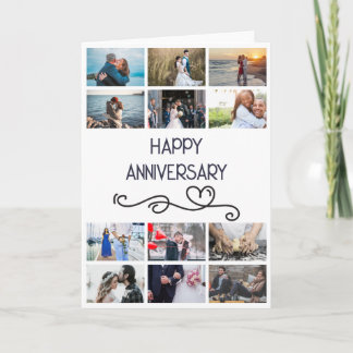 Tarjeta DIY 12 foto aniversario boda corazón simple