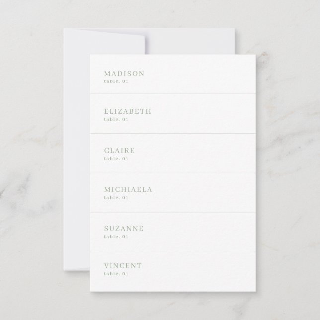 Tarjeta DIY para la plaza del Boda verde blanco y  (Anverso)