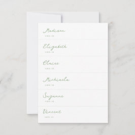 Tarjeta DIY para la plaza del Boda verde blanco y 