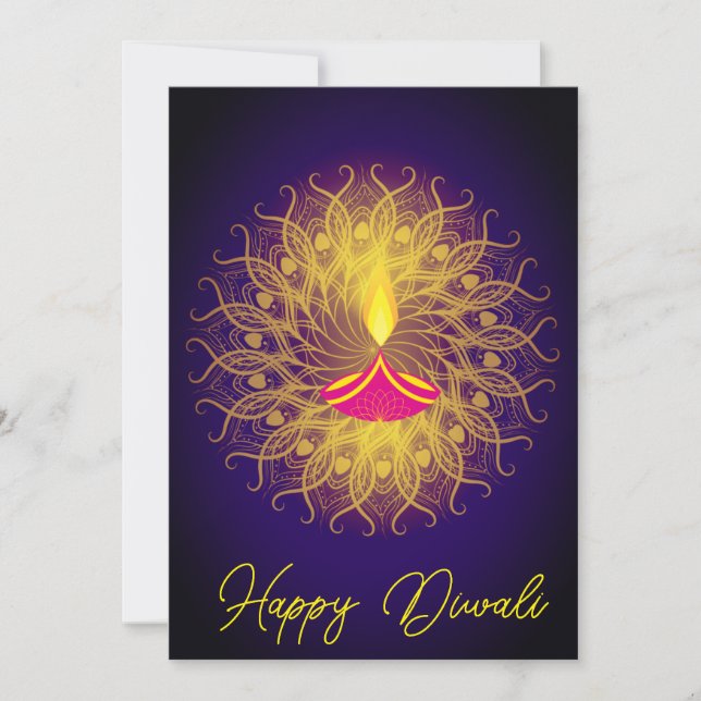 Tarjeta diya de saludo Diwali (Anverso)