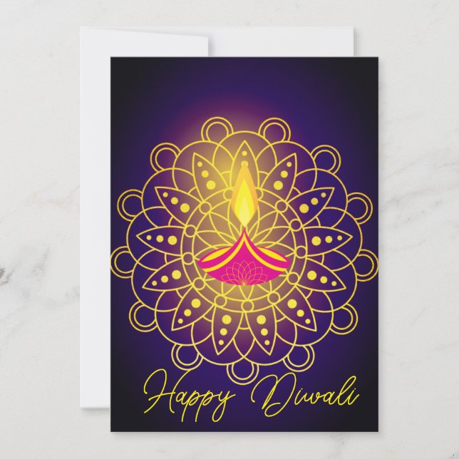 Tarjeta diya de saludo Diwali (Anverso)