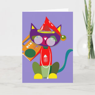 Tarjeta DJ de Navidad Gato · vibra bonito ·