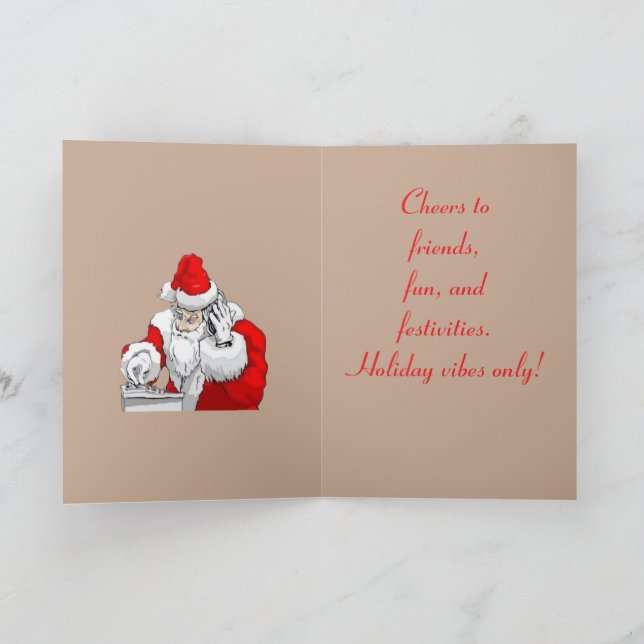 Tarjeta DJ Santa Claus Mixing The Christmas Party Track  (Interior)