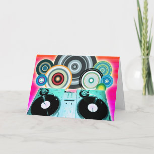 Tarjeta DJ Turntable con Vinyl - Pop Art