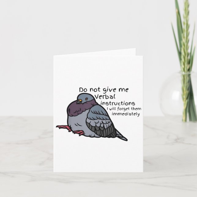 Tarjeta Do Not Give Me Verbal Instrutions I Will Forget Th (Anverso)
