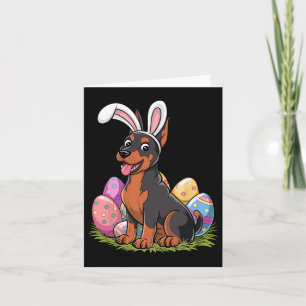 Tarjeta Doberman Bunny Ears Semana Santa Huevos Caza Perro