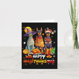Tarjeta Doberman Feliz Hallothanksmas Amante de los Perros