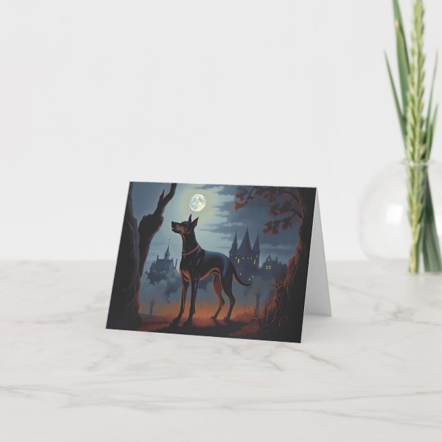Tarjeta Doberman Halloween Scary (Anverso)