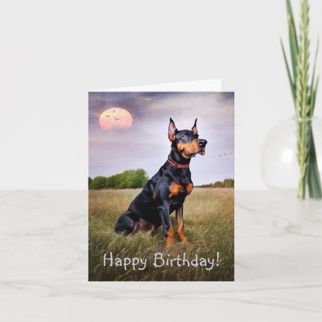 Tarjeta Doberman Happy Birthday (Anverso)
