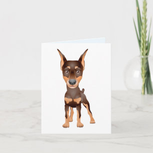 Tarjeta Doberman Pinscher Cachorro Perro en Blanco