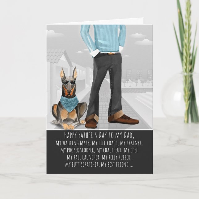 Tarjeta Doberman Pinscher de The Dog Father's Day Funny (Anverso)