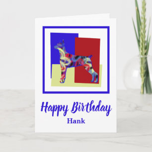 Tarjeta Doberman Pinscher Dog Red BlueYellow Birday