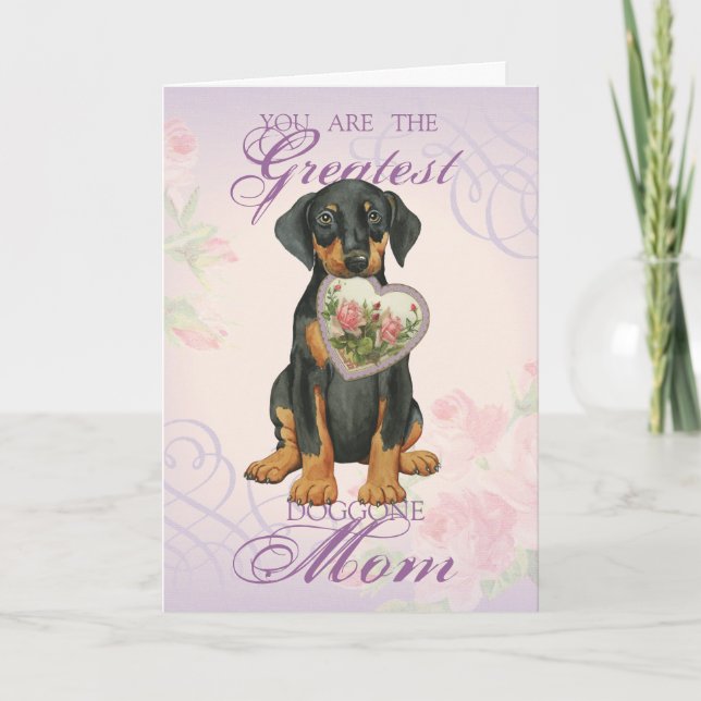 Tarjeta Doberman Pinscher Heart Mom (Anverso)