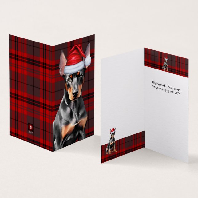 Tarjeta Doberman Pinscher Navidad Perro Rojo Cuadros Navid (Interior y exterior)