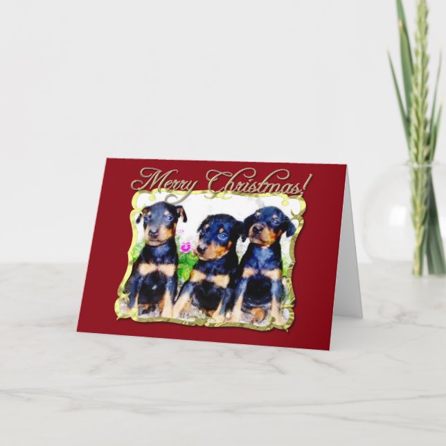 Tarjeta Doberman Pinscher para navidad (Anverso)
