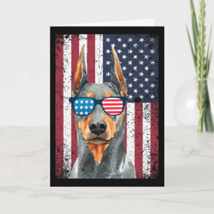 Tarjeta Doberman Pinscher Patriótico 4 De Julio EEUU Ameri