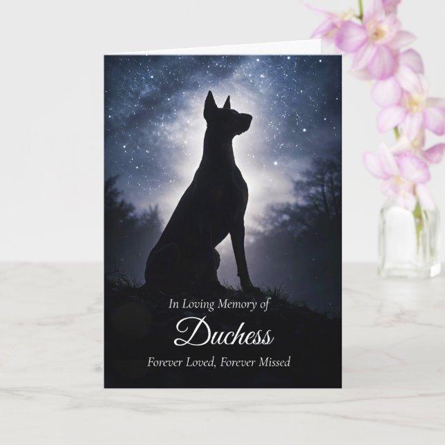 Tarjeta Dóberman Pinscher Simpatía Pérdida Espiritual  (Orquídea)