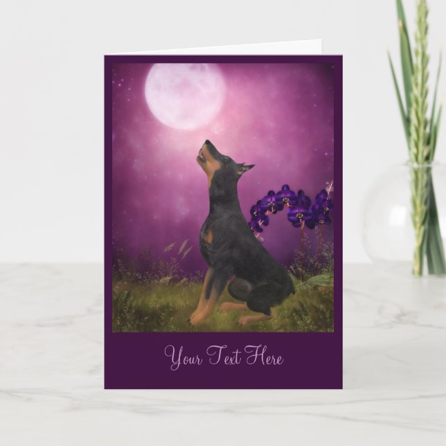 Tarjeta Doberman Purple Moon Fantasy Dog Art Photo Card (Anverso)