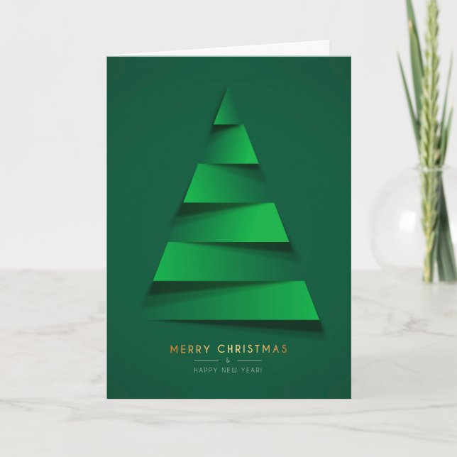 Tarjeta doblada árbol de navidad de la foto (Anverso)