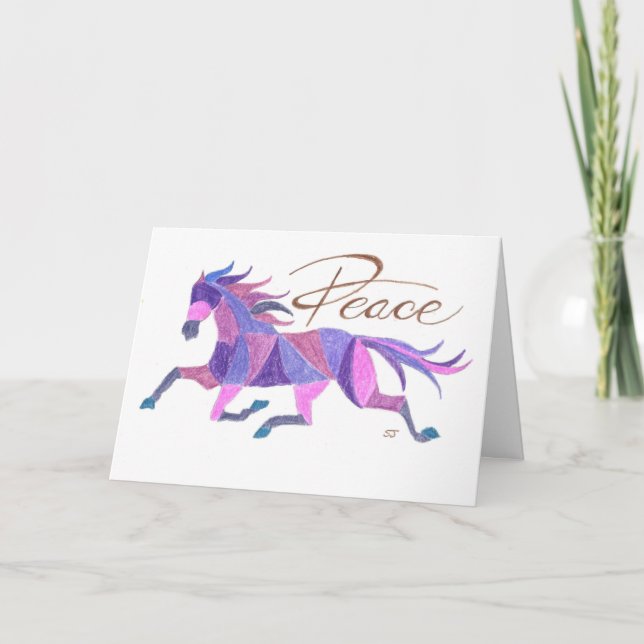 Tarjeta doblada Caballo de Paz Púrpura de Sherry J (Anverso)