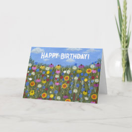 Tarjeta doblada con flores silvestres y margaritas
