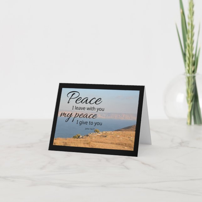Tarjeta doblada con nota de John 14:27 | La paz le (Anverso)