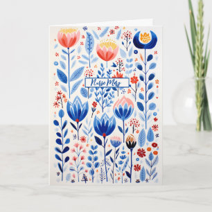Tarjeta doblada de acuarela de flor silvestre esté
