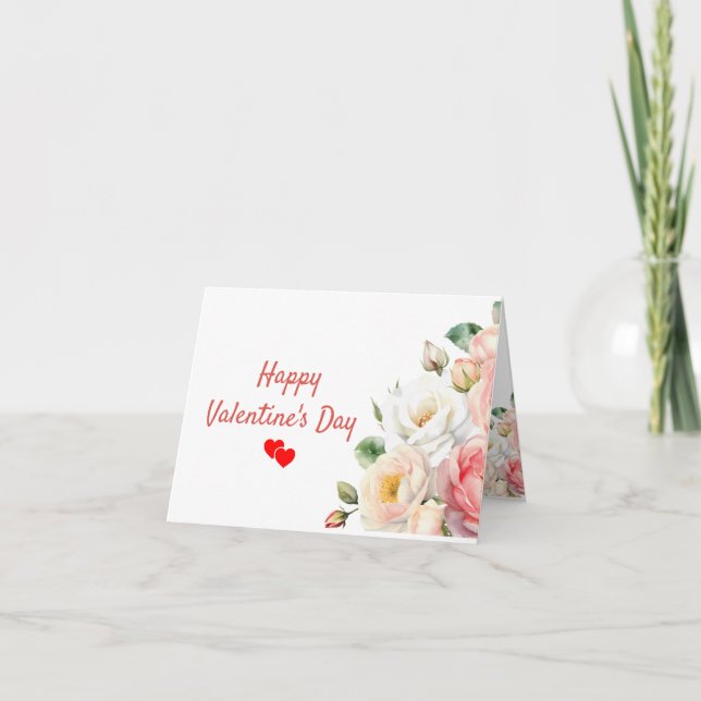 Tarjeta doblada de acuarela floral para el Día de  (Anverso)