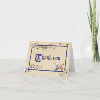 Tarjeta doblada de agradecimiento de animales medi