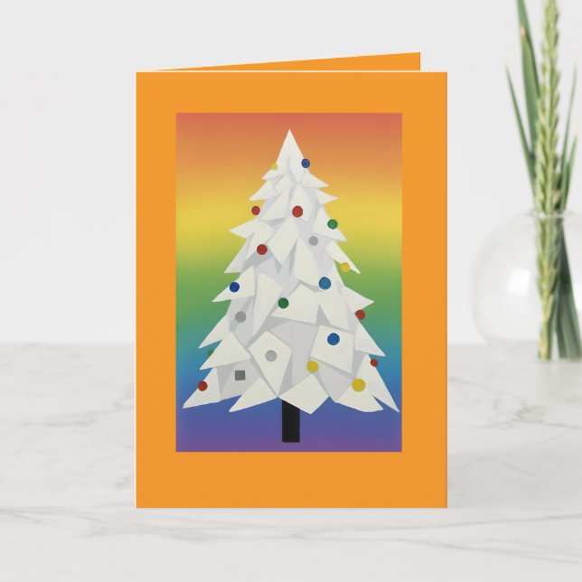 Tarjeta doblada de árbol de Navidad de origami (Anverso)