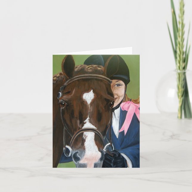 Tarjeta doblada de caballo y jinete (Anverso)