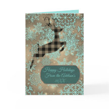 Tarjeta doblada de copos de nieve de reno con rell