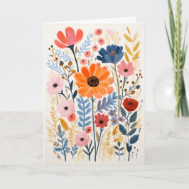 Tarjeta doblada de flor silvestre floreciendo y an